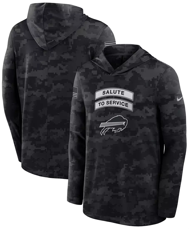 Men's Buffalo Bills Black 2026 Salute to Service Sideline Lightweight Hoodie Dri-FIT Long Sleeve Top