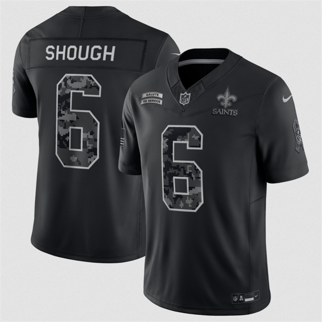 Youth New Orleans Saints #6 Tyler Shough Black 2026 Salute to Service Limited Stitched Football Jersey(Run Small)