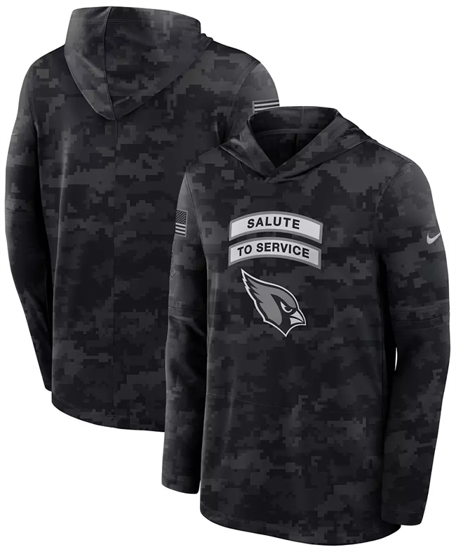 Men's Arizona Cardinals Black 2026 Salute to Service Sideline Lightweight Hoodie Dri-FIT Long Sleeve Top