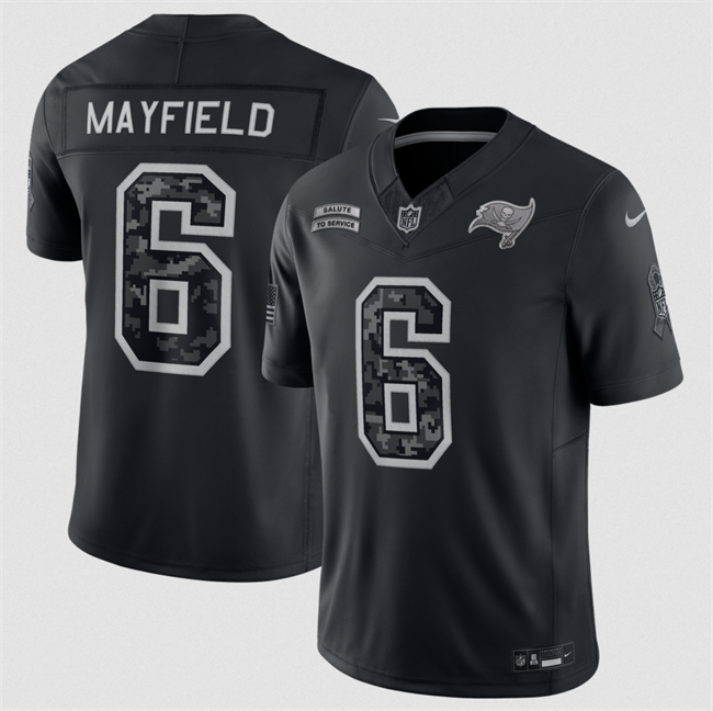 Youth Tampa Bay Buccaneers #6 Baker Mayfield Black 2026 Salute to Service Limited Stitched Football Jersey(Run Small)