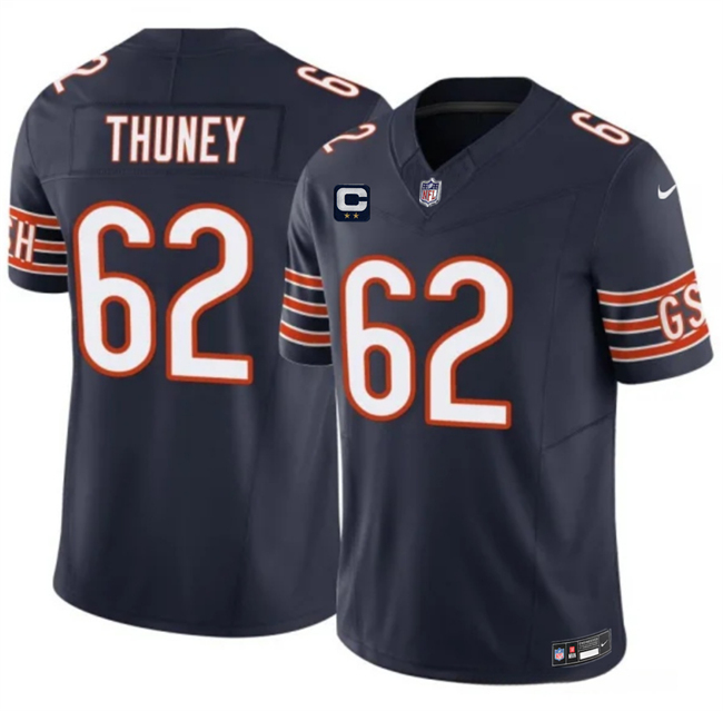 Men's Chicago Bears #62 Joe Thuney Navy 2026 F.U.S.E. 2-Star C Patch Vapor Untouchable Limited Stitched Football Jersey