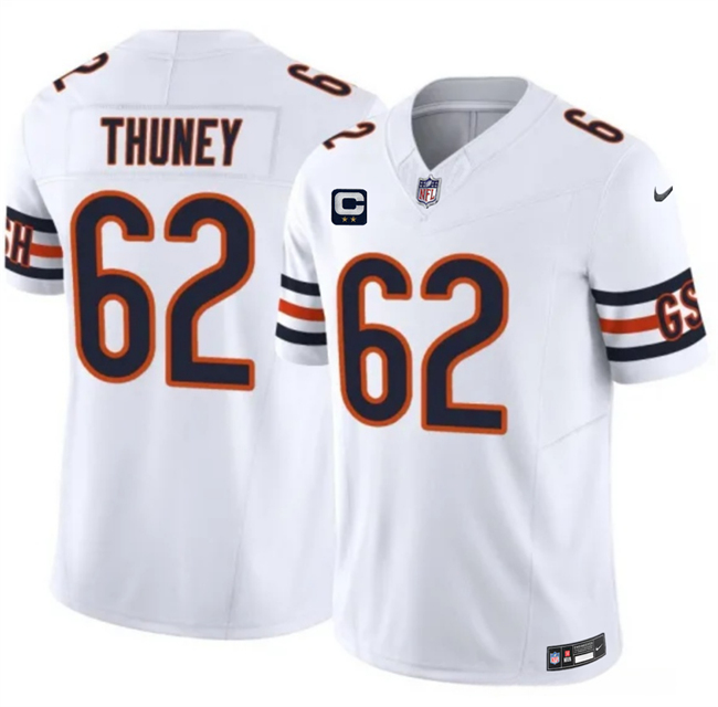 Men's Chicago Bears #62 Joe Thuney White 2026 F.U.S.E. 2-Star C Patch Vapor Untouchable Limited Stitched Football Jersey