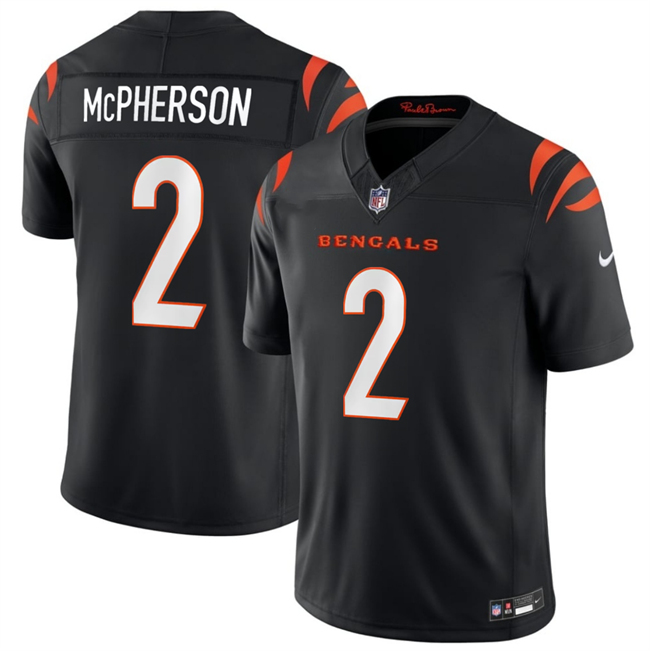 Men's Cincinnati Bengals #2 Evan McPherson Black 2026 F.U.S.E. Vapor Untouchable Limited Stitched Football Jersey