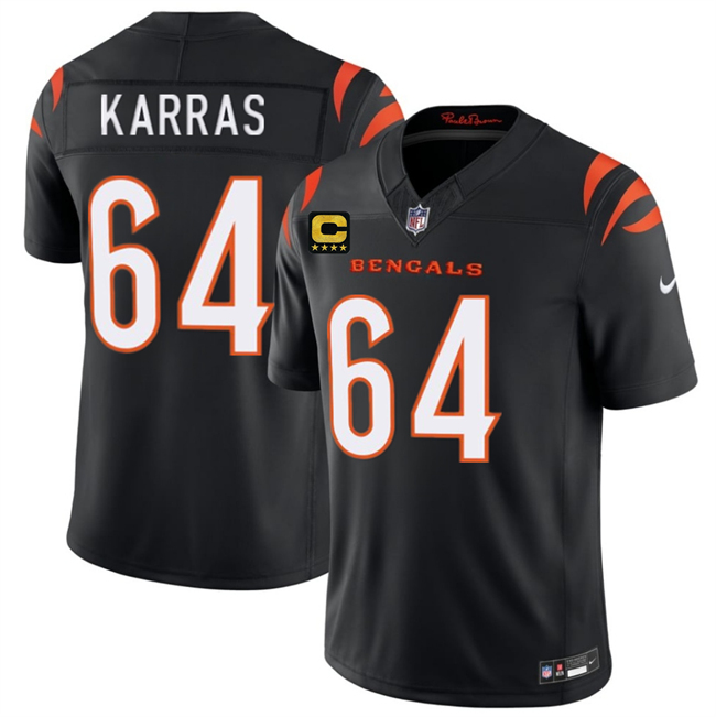 Men's Cincinnati Bengals #64 Ted Karras Black 2026 F.U.S.E. 4-Star C Patch Vapor Untouchable Limited Stitched Football Jersey