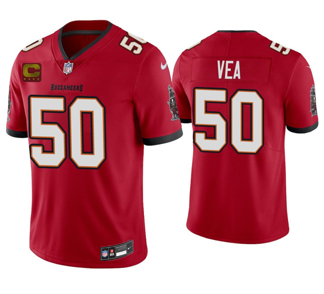 Men's Tampa Bay Buccaneers #50 Vita Vea Red 2026 With 4-Star C Patch Vapor Limited Stitched Jersey
