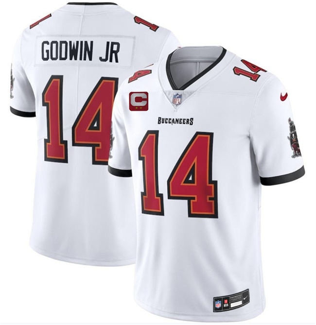 Men's Tampa Bay Buccaneers #14 Chris Godwin Jr White 2026 With 2-Star C Patch Vapor Limited Stitched Jersey