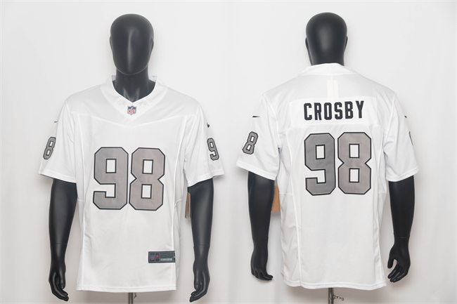 Men's Las Vegas Raiders #98 Maxx Crosby White 2026 F.U.S.E. Color Rush Vapor Untouchable Limited Stitched Football Jersey