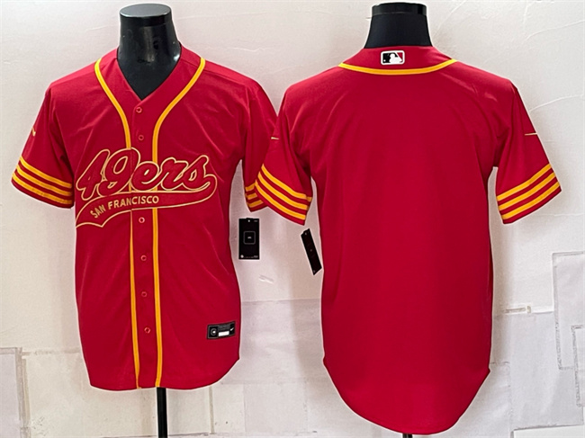 Men's San Francisco 49ers Blank Red Gold Cool Base Stitched Baseball Jersey
