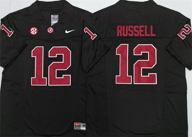 Men's Alabama Crimson Tide #12 Keelon Russell Black 2026 F.U.S.E  Stitched Football Jersey
