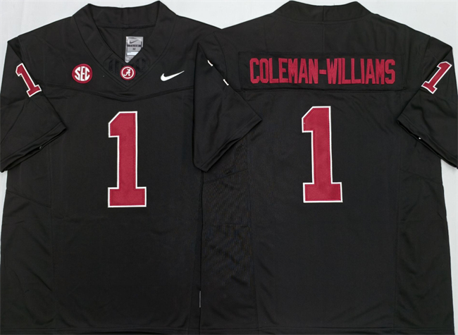 Men's Alabama Crimson Tide #1 Ryan Alexander Coleman-Williams Jr Black F.U.S.E  2026 Stitched Football Jersey