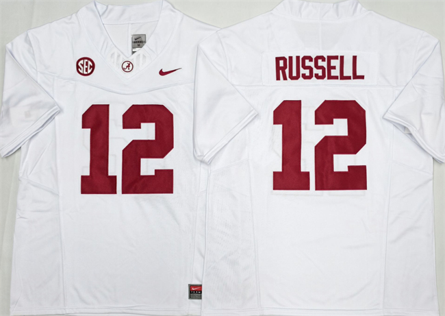 Men's Alabama Crimson Tide #12 Keelon Russell White 2026 F.U.S.E  Stitched Football Jersey