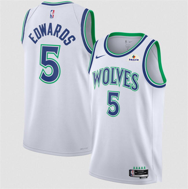 Men's Minnesota Timberwolves #5 Anthony Edwards White 2026-27 Association Edition Stitched Basketball Jersey