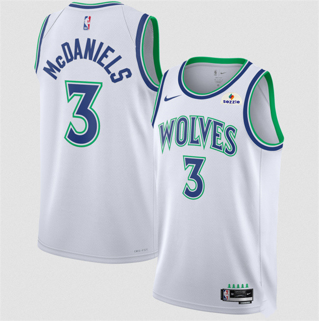 Men's Minnesota Timberwolves #3 Jaden McDaniels White 2026-27 Association Edition Stitched Basketball Jersey