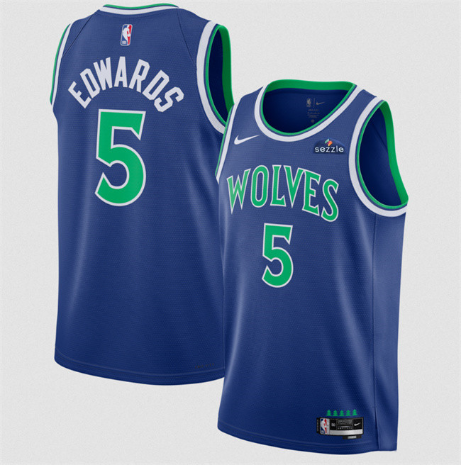 Men's Minnesota Timberwolves #5 Anthony Edwards Blue 2026-27 Icon Edition Stitched Basketball Jersey