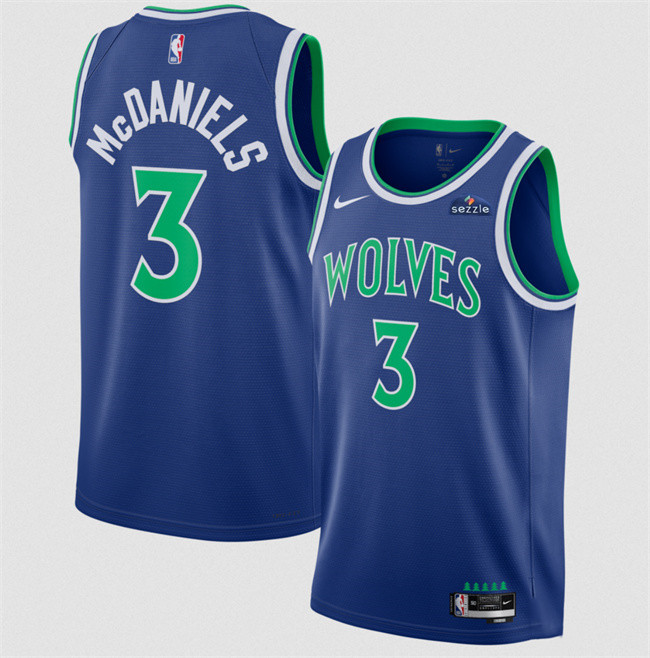 Men's Minnesota Timberwolves #3 Jaden McDaniels Blue 2026-27 Icon Edition Stitched Basketball Jersey