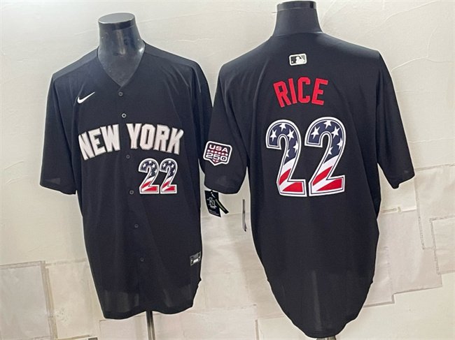 Men's New York Yankees #22 Ben Rice Black USA 250 Fourth of July Stadium Stitched  Baseball Jersey