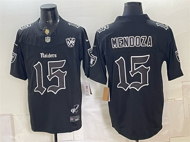 Men's Las Vegas Raiders #15 Fernando Mendoza Black F.U.S.E. 65th Anniversary Patch Vapor Untouchable Limited Stitched Football Jersey