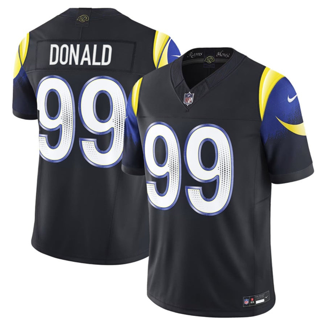 Youth Los Angeles Rams #99 Aaron Donald Black 2025 F.U.S.E. “Rivalries” Vapor Limited Stitched Football Jersey