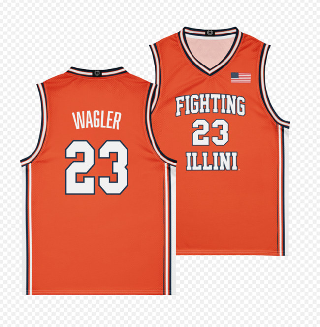 Men's Illinois Fighting Illini #23 Keaton Wagler Orange Stitched Basketball Jersey