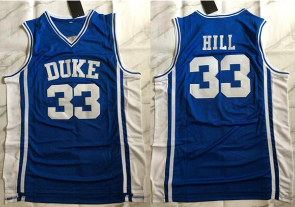 Men's Duke Blue Devils #33 Grant Hill Blue Stitched Basketball Jersey
