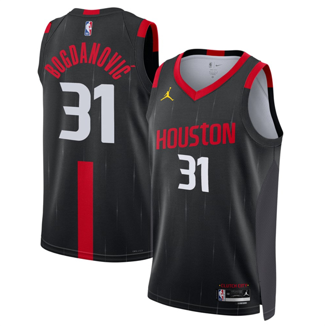 Men's Houston Rockets #31 Bogdan Bogdanovi? Black 2026_27 Statement Edition Stitched Basketball Jersey