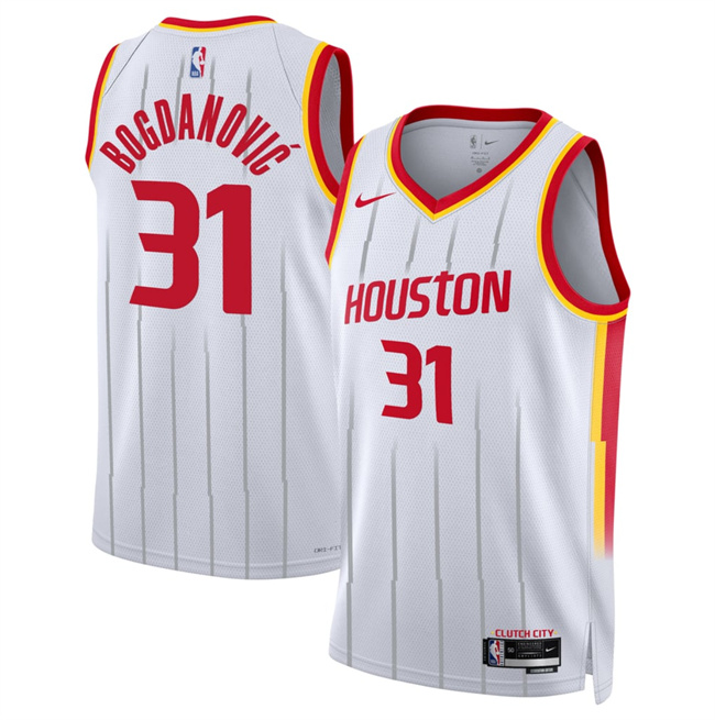 Men's Houston Rockets #31 Bogdan Bogdanovi? White 2026_27 Association Edition Stitched Basketball Jersey
