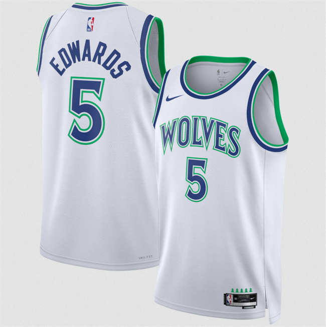 Men's Minnesota Timberwolves #5 Anthony Edwards White 2026_27 Association Edition Stitched Basketball Jersey