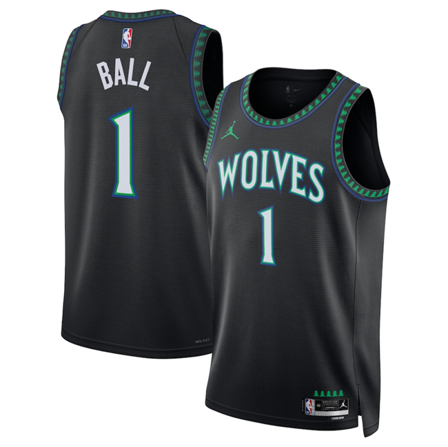 Men's Minnesota Timberwolves #1 LaMelo Ball Black 2026_27 Statement Edition Stitched Basketball Jersey