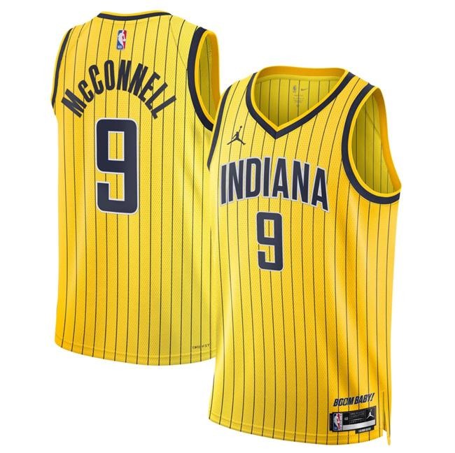 Men's Indiana Pacers #9 T.J. McConnell Yellow 2026_27 Statement Edition Stitched Basketball Jersey