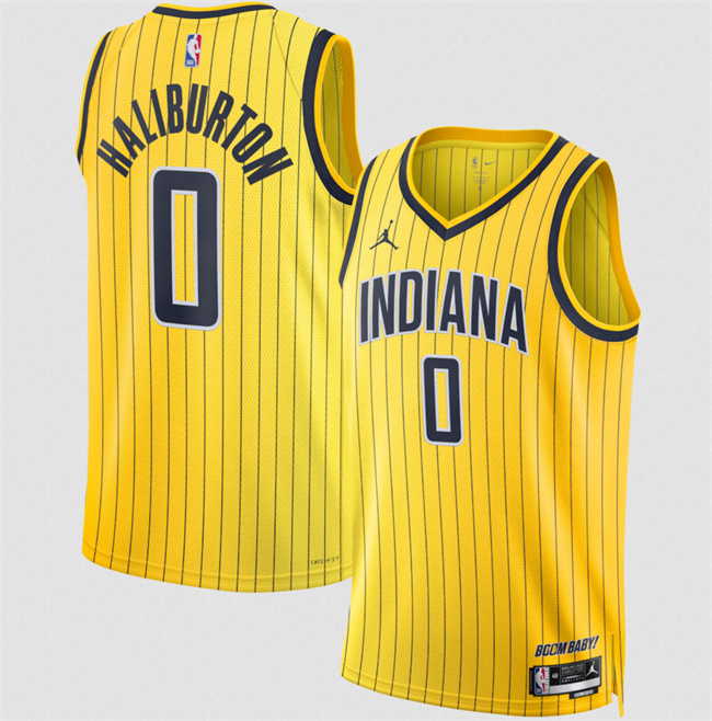 Men's Indiana Pacers #0 Tyrese Haliburton Yellow 2026_27 Statement Edition Stitched Basketball Jersey