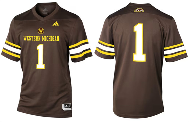 Men's Western Michigan Broncos #1 Brown Stitched Football Jersey