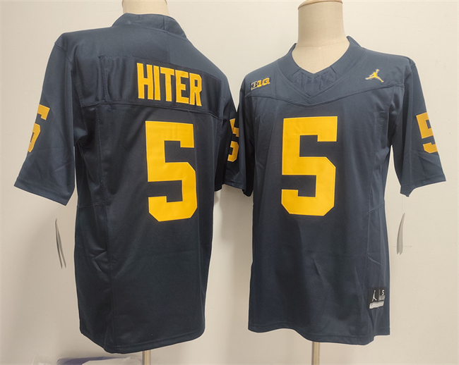 Men's Michigan Wolverines #5 Savion Hiter  Navy 2025 F.U.S.E. Stitched Jersey