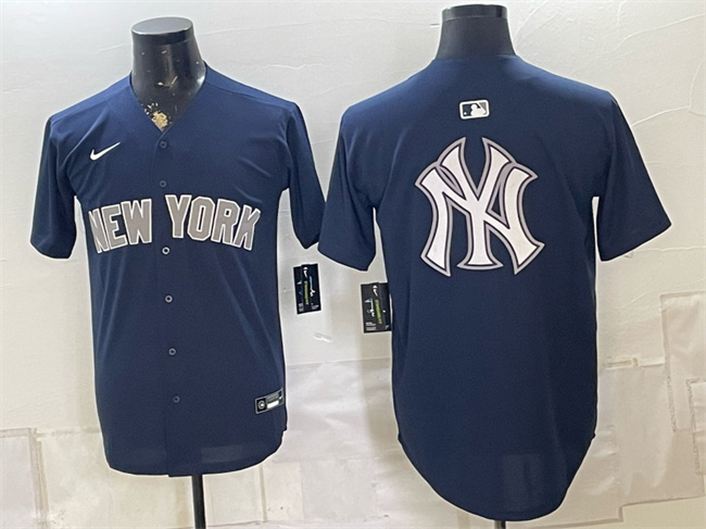 Men's New York Yankees Team Big Logo Navy Limited Stitched 2026 Baseball Jerseys