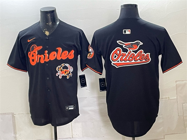 Men's Baltimore Orioles Team Big Logo Black With Patch Vapor Premier Limited Stitched Baseball Jersey (1)