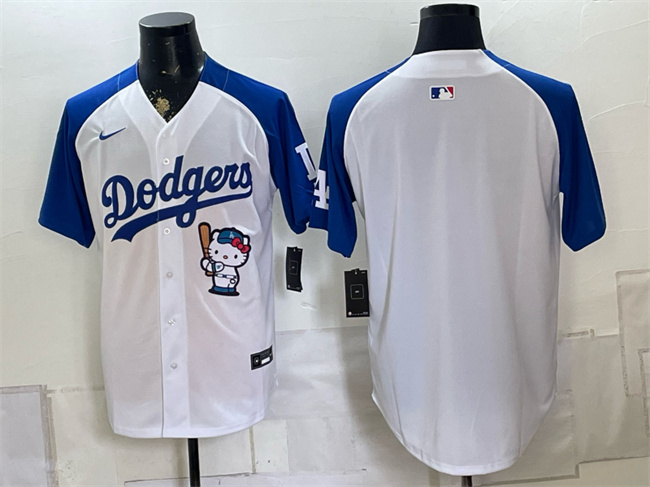 Men's Los Angeles Dodgers Blank White_Royal Hello Kitty Vapor Limited Stitched Baseball Jersey
