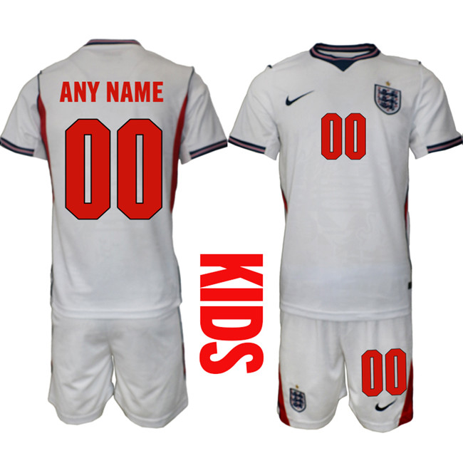 Youth England Custom White Home Soccer Jersey Suit