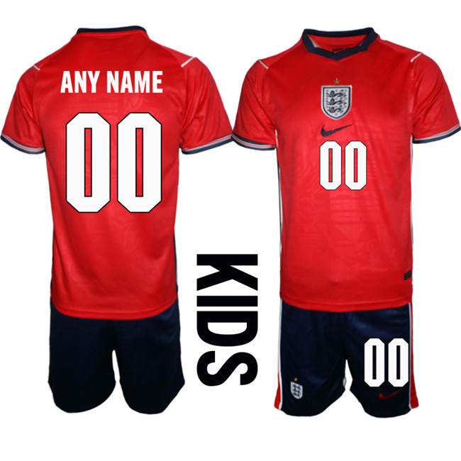 Youth England Custom Red Away Soccer Jersey Suit