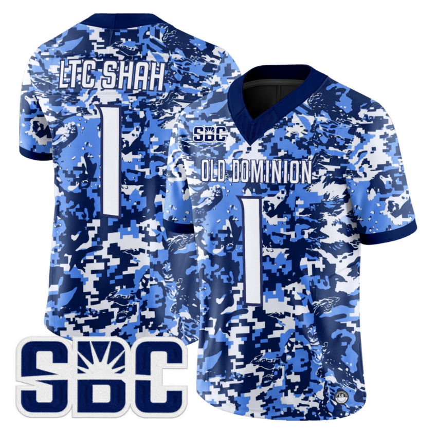 Men & Women & Youth Old Dominion Monarchs Digital #1 Brandon Shah Camo Vapor Limited Custom Jersey - All Stitched