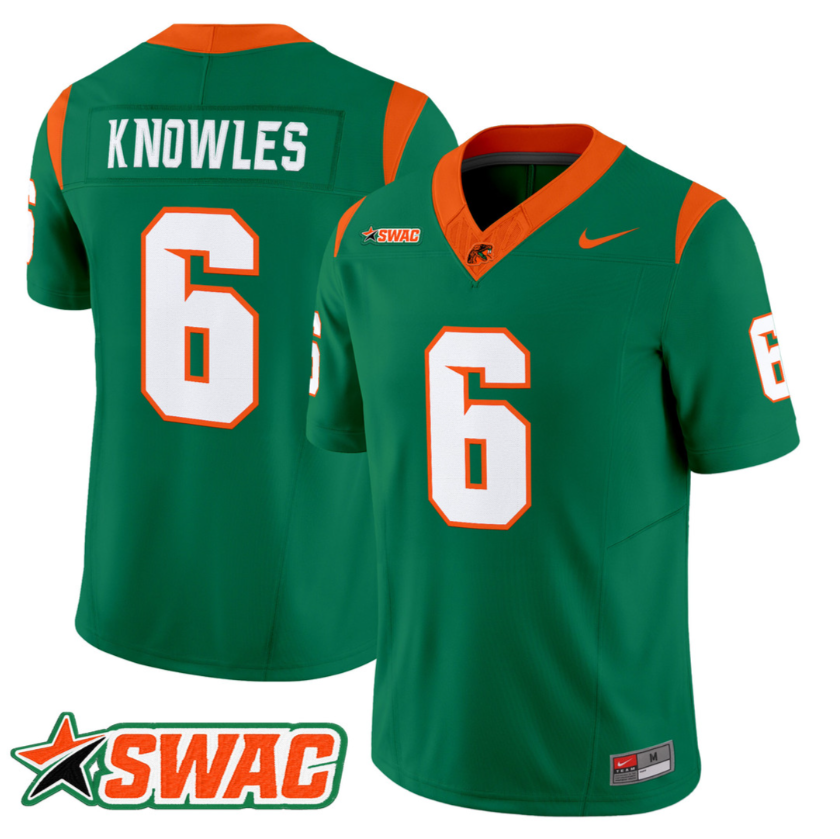 Men & Women & Youth Florida A&M Rattlers #6 Isaiah Knowles Green 2026 Vapor Limited Jersey - All Stitched
