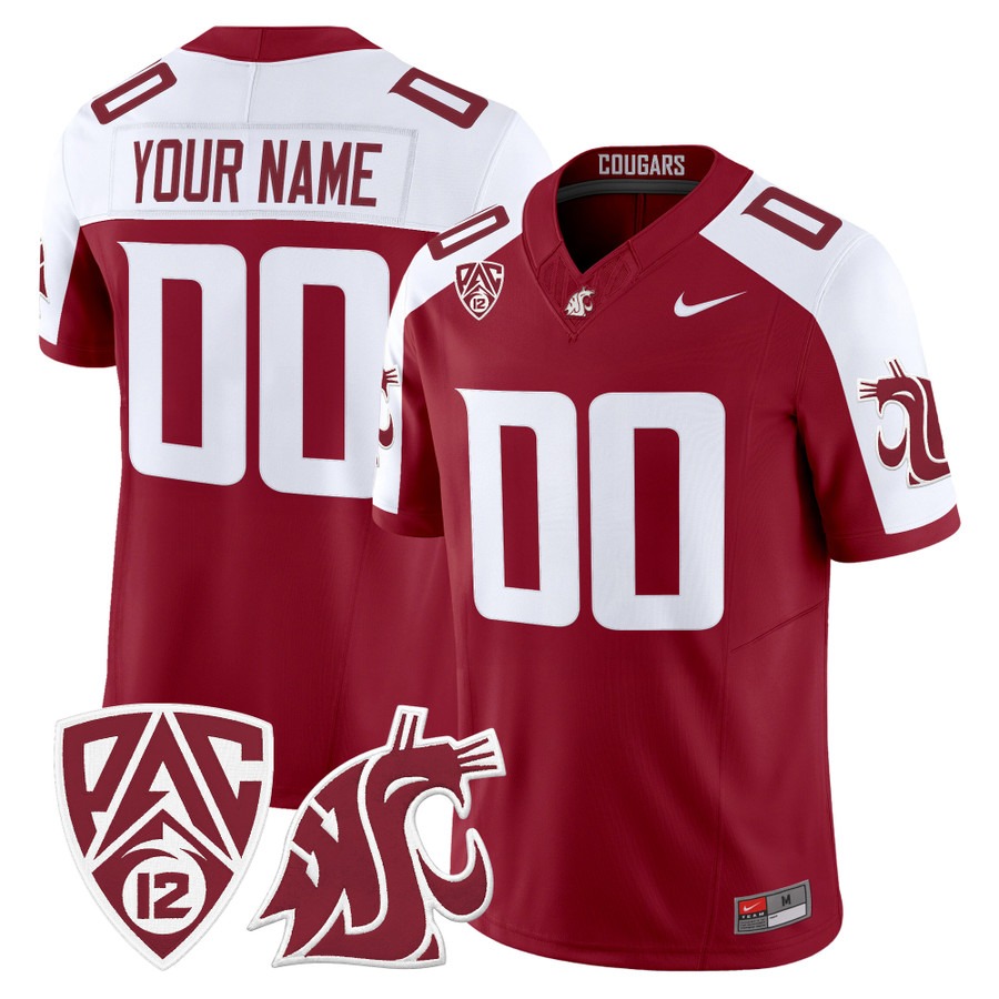 Washington State Cougars 2026 Vapor Limited Custom Jersey Crimson Alternate - All Stitched