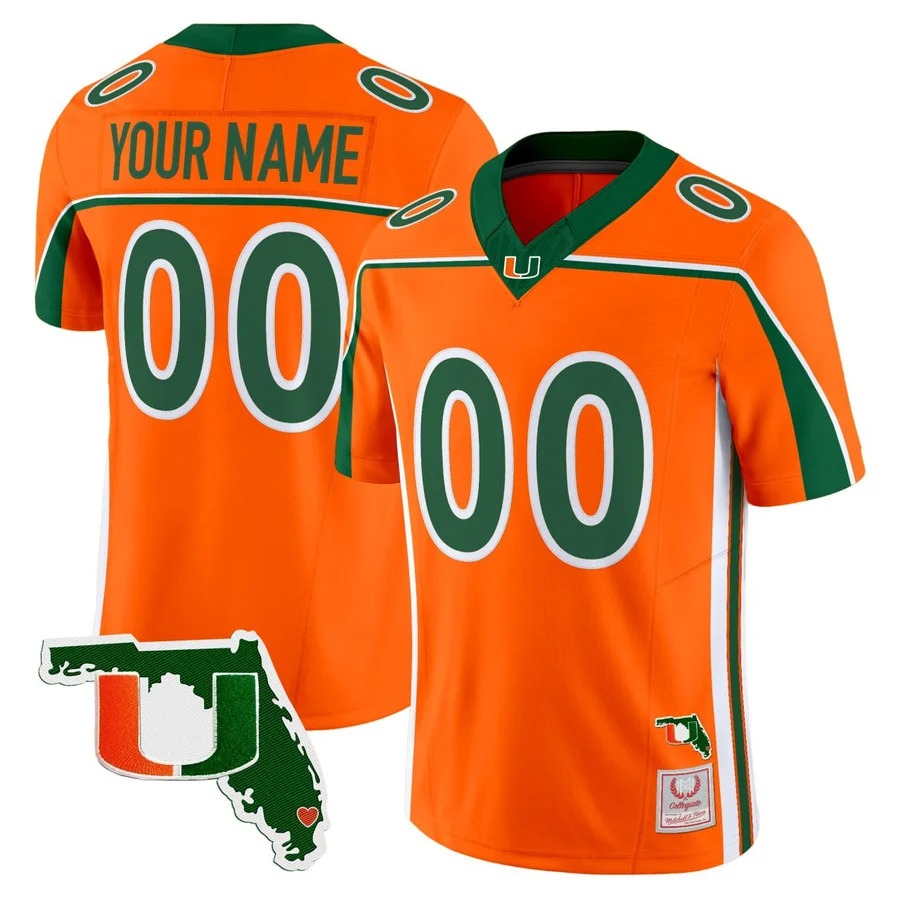 Miami Hurricanes Vapor Limited Custom Jersey Orange - All Stitched