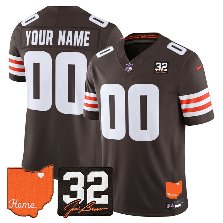 Cleveland Browns Custom Brown 2026 Jim Brown Memorial & Home Patch Vapor Limited Jersey - All Stitched