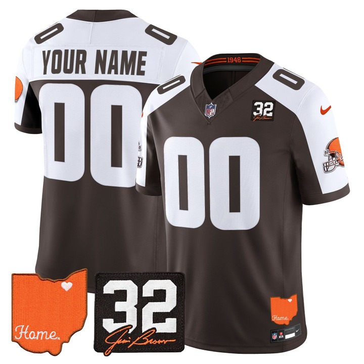 Cleveland Browns Custom Alternate  2026 Jim Brown Memorial & Home Patch Vapor Limited Jersey - All Stitched