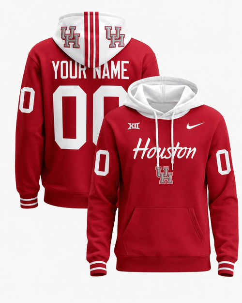 Houston Cougars Red Pullover Custom Hoodie - All Stitched