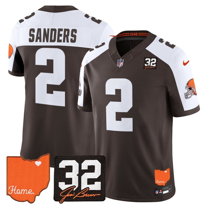 Cleveland Browns #2 Shedeur Sanders Alternate 2026 Jim Brown Memorial & Home Patch Vapor Limited Jersey - All Stitched