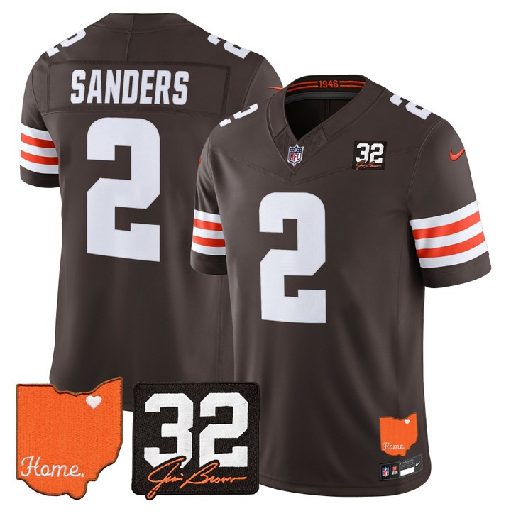 Cleveland Browns #2 Shedeur Sanders Brown 2026 Jim Brown Memorial & Home Patch Vapor Limited Jersey - All Stitched