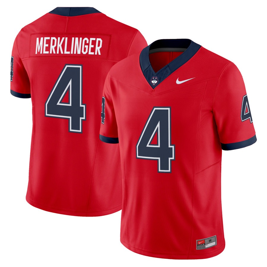UConn Huskies #4 Jake Merklinger 2026 Vapor Limited Custom Jersey Red - All Stitched