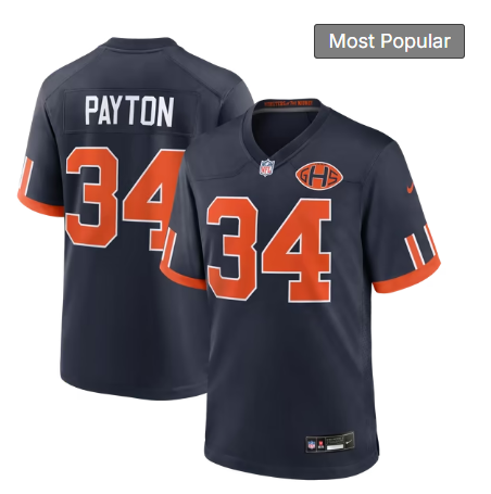 Men's Chicago Bears #34 Walter Payton 2026 Rivalries Collection Game Jersey - Navy
