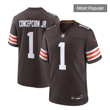 Men's Cleveland Browns #1 KC Concepcion Jr. Team Game Jersey - Brown