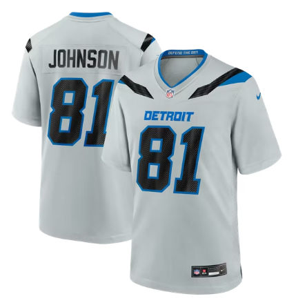 Men's Detroit Lions #81 Calvin Johnson 2026 Rivalries Collection Game Jersey - Silver